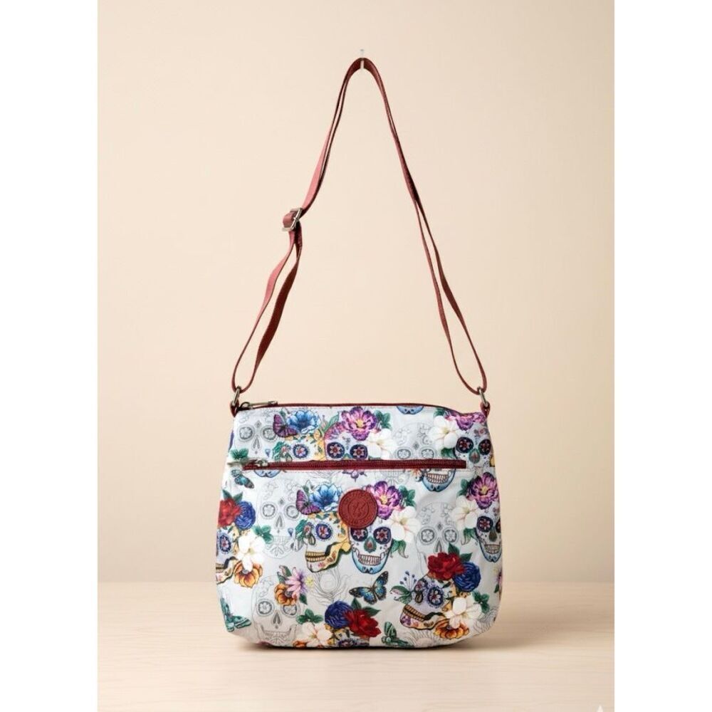NEW Anuschka Wanderlust Scull Floral Crossbody Bag Purse